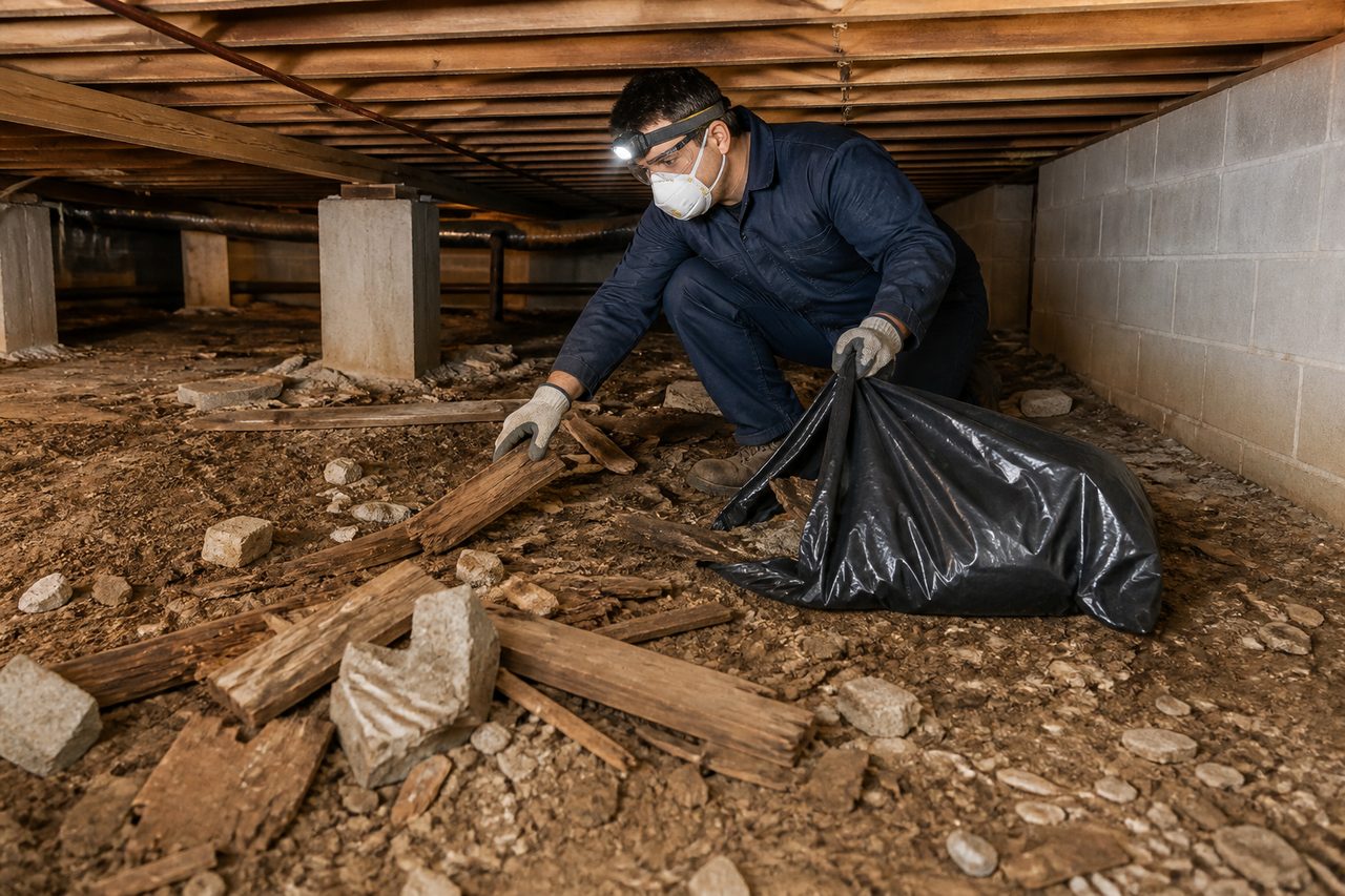 Service illustration: crawlspace debris removal